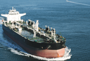 Tanker sailing in a body of water.